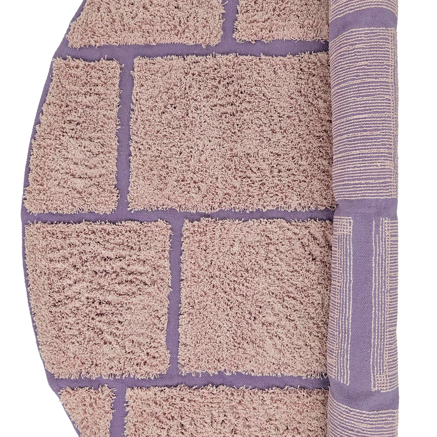 Ronde vloerkleden - Lindley Natural Cotton Shaggy (roze/paars)