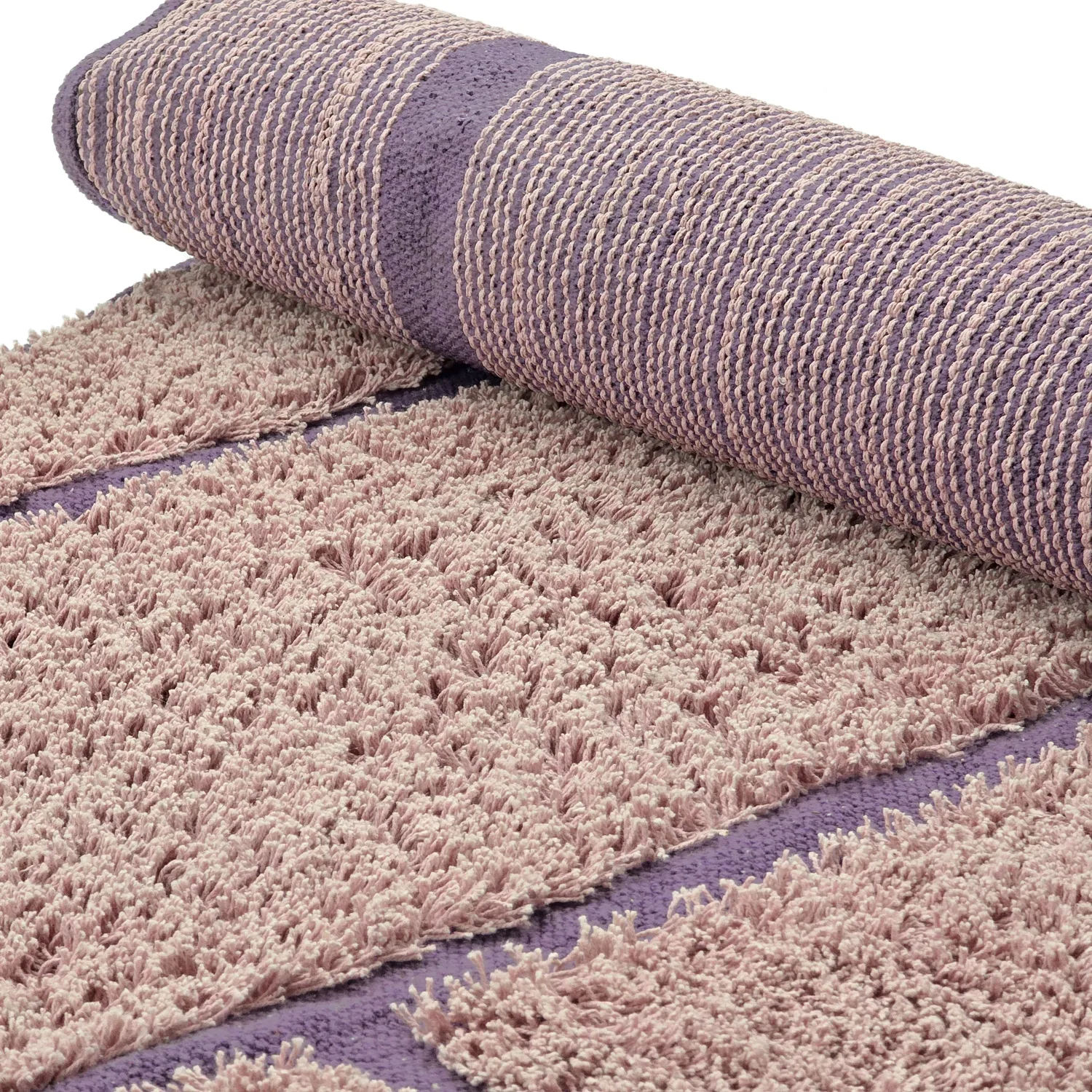 Ronde vloerkleden - Lindley Natural Cotton Shaggy (roze/paars)