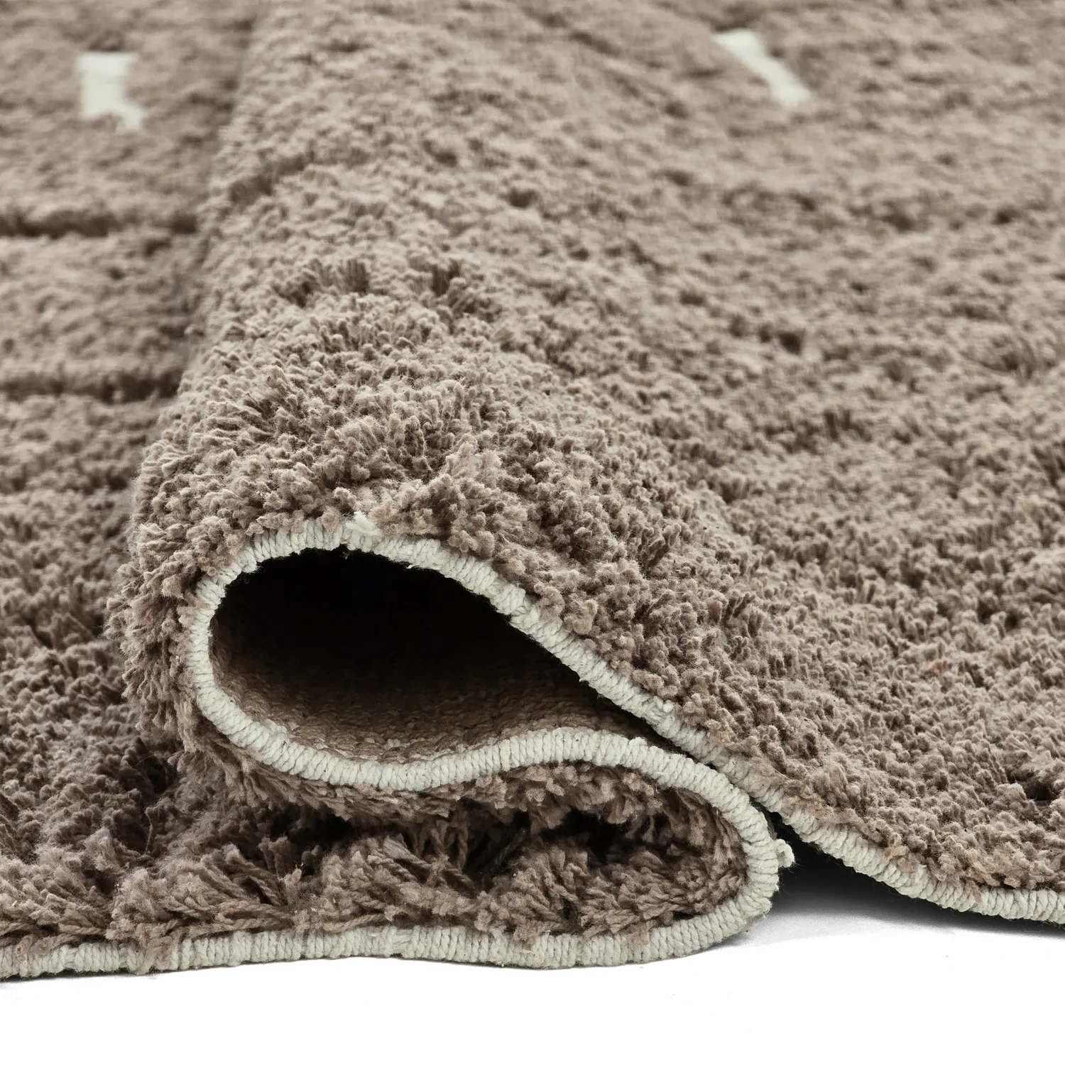 Hoogpolig vloerkleed - Lindley Natural Cotton Shaggy (taupe/grijs)