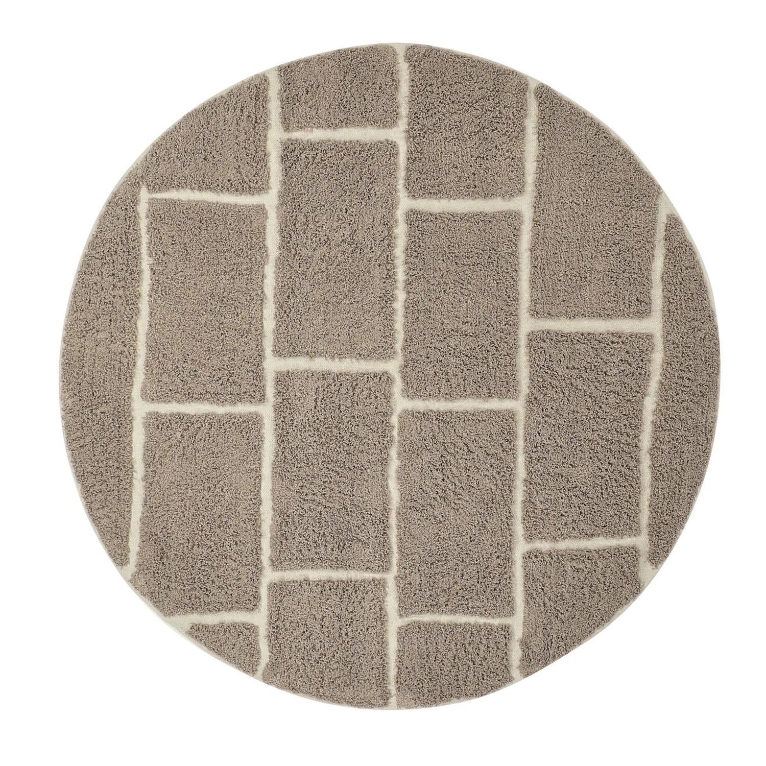 Ronde vloerkleden - Lindley Natural Cotton Shaggy (taupe/grijs)