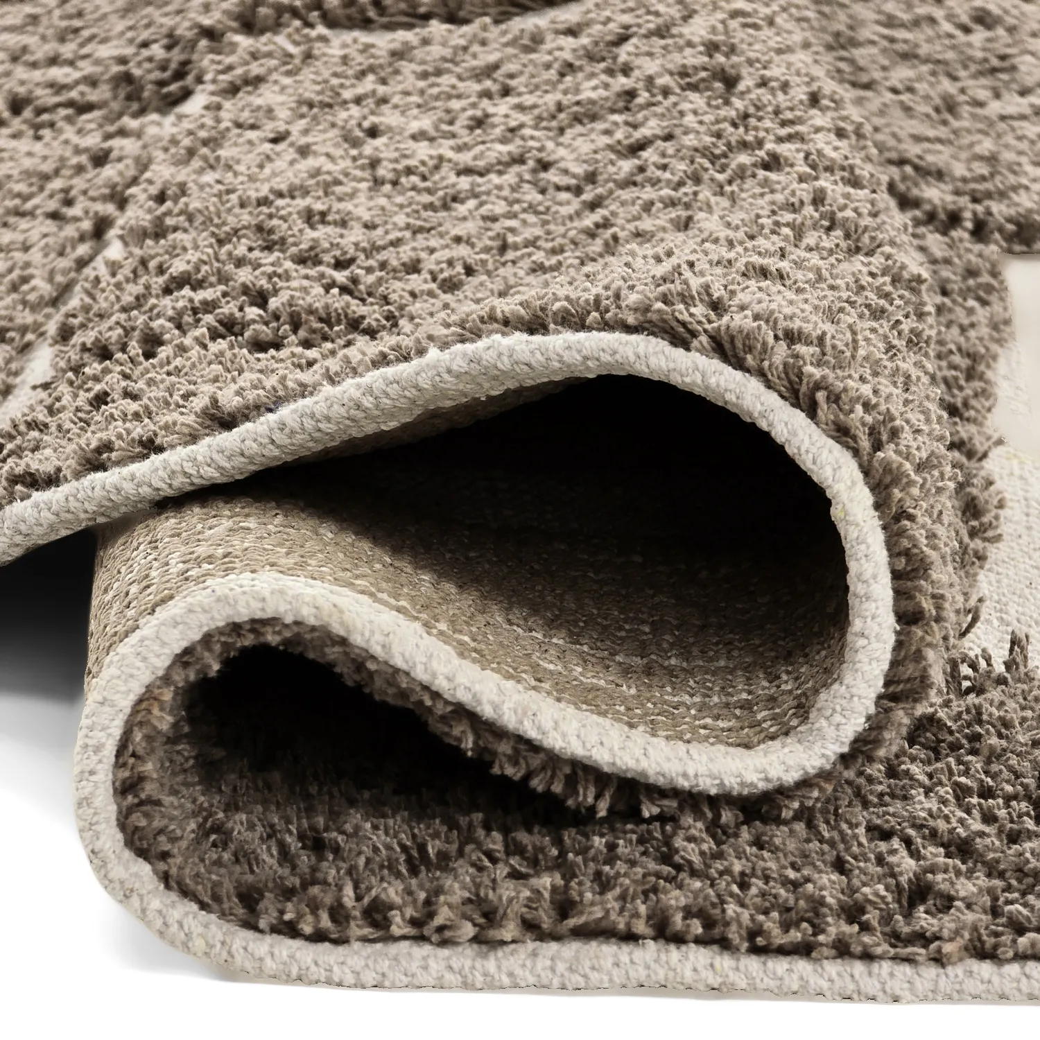 Ronde vloerkleden - Lindley Natural Cotton Shaggy (taupe/grijs)