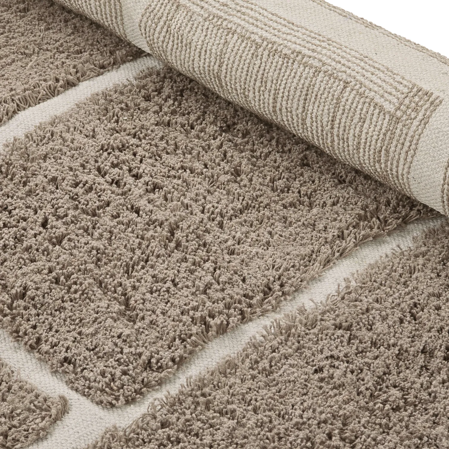 Ronde vloerkleden - Lindley Natural Cotton Shaggy (taupe/grijs)