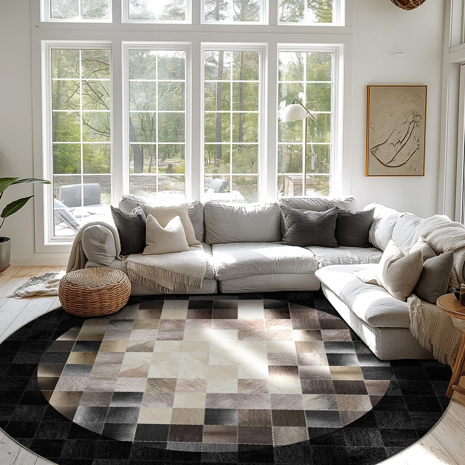 Rond vloerkleed - Livada (zwart/multi)