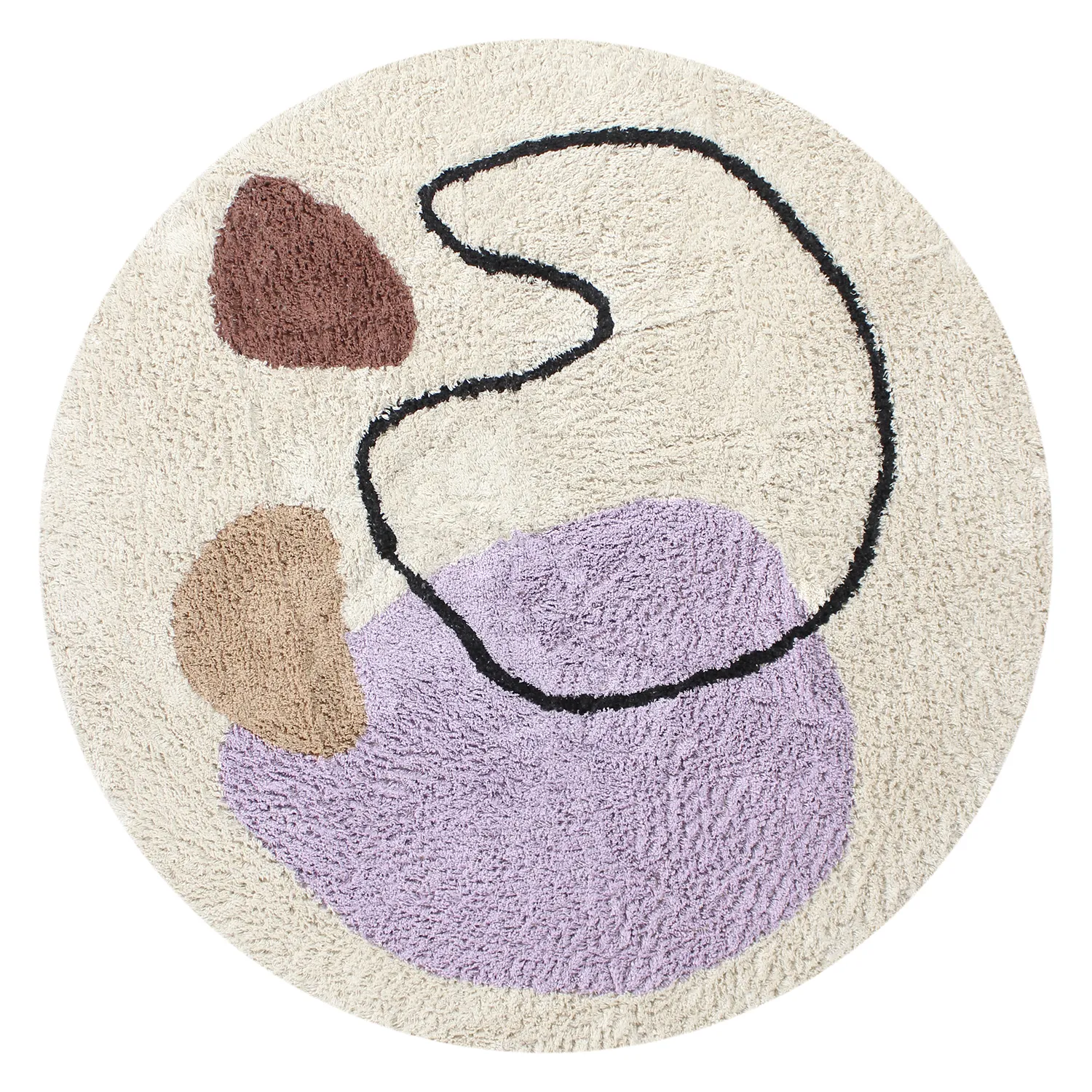 Ronde vloerkleden - Londa Natural Cotton Shaggy (multi)