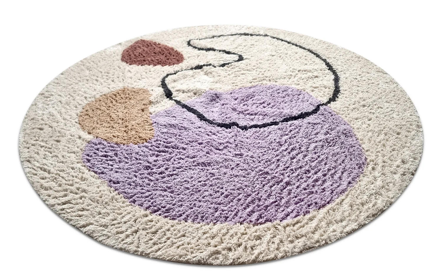 Ronde vloerkleden - Londa Natural Cotton Shaggy (multi)