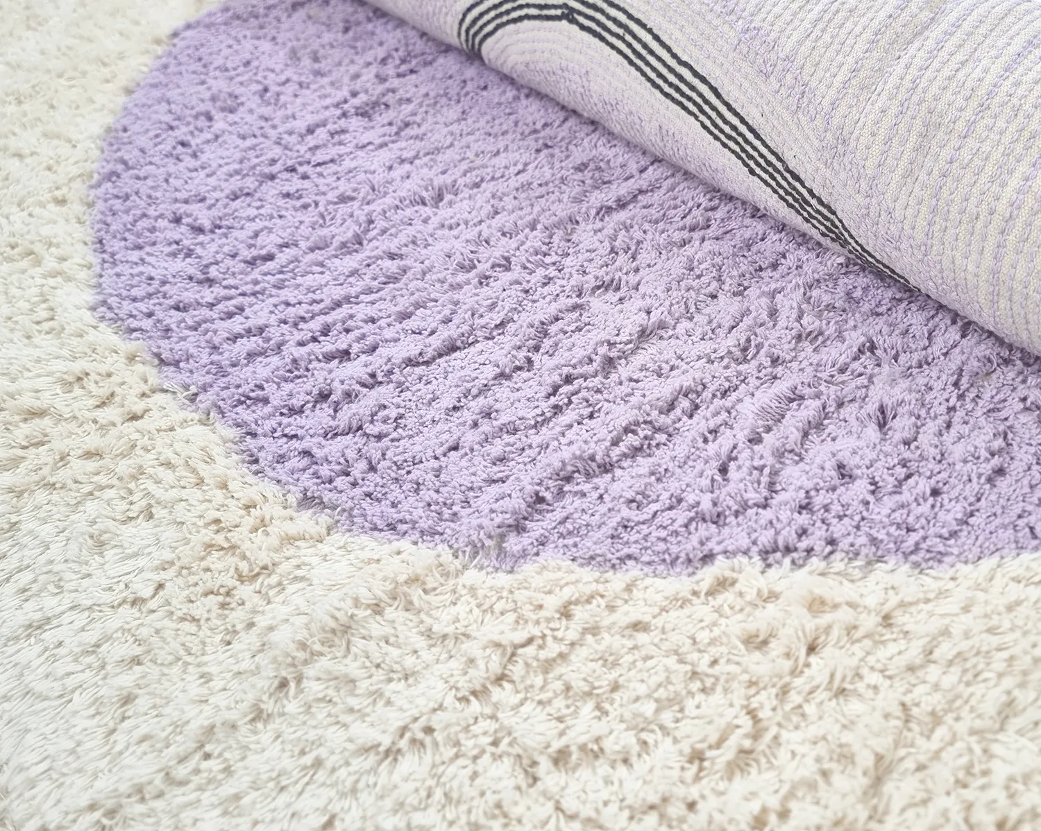 Ronde vloerkleden - Londa Natural Cotton Shaggy (multi)