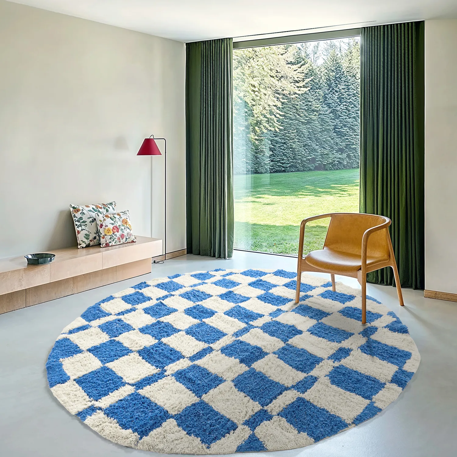 Rond vloerkleed - Maranello Natural Cotton Shaggy (blauw)