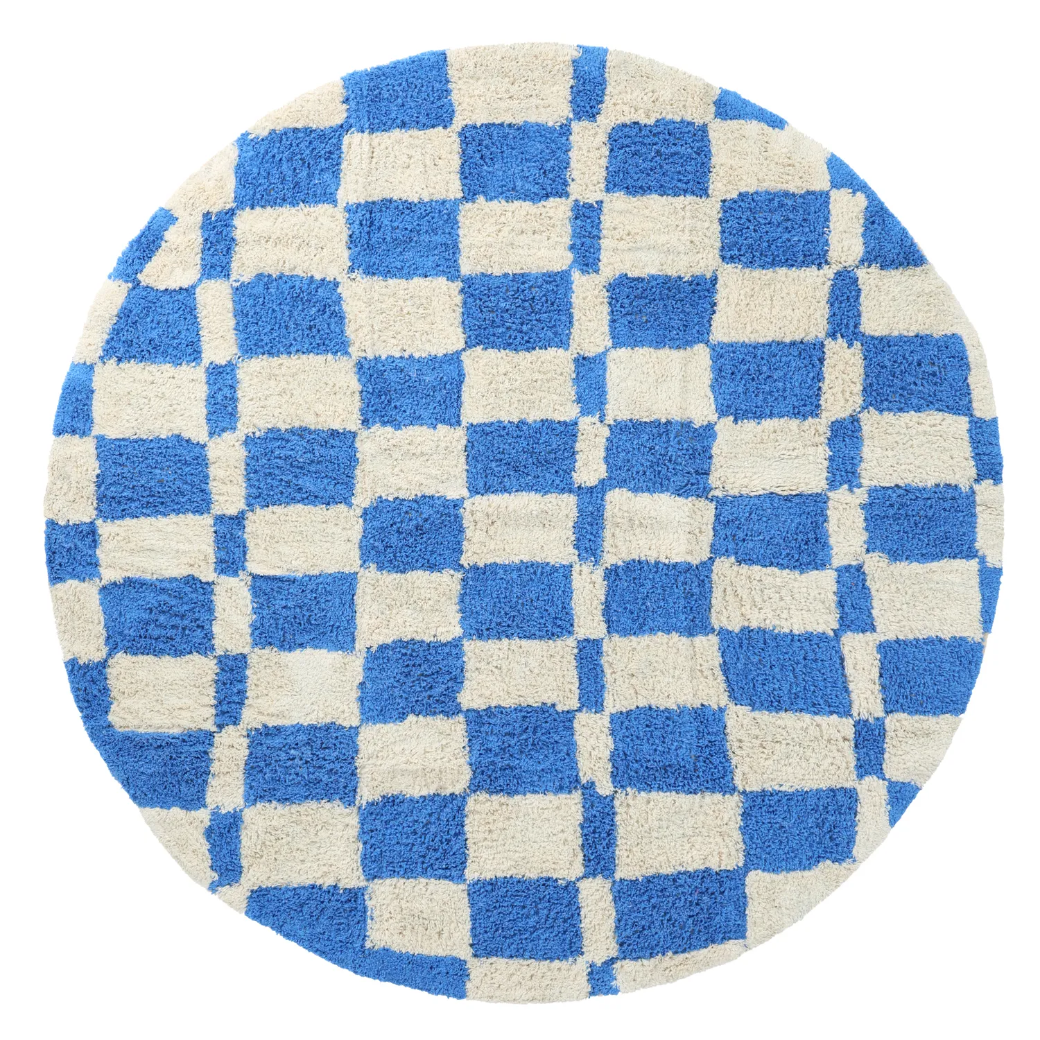 Rond vloerkleed - Maranello Natural Cotton Shaggy (blauw)