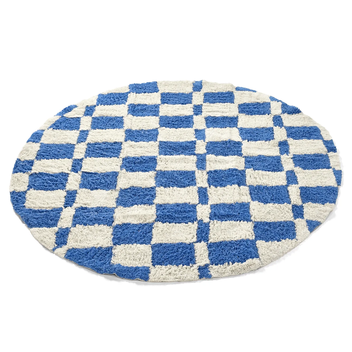 Rond vloerkleed - Maranello Natural Cotton Shaggy (blauw)