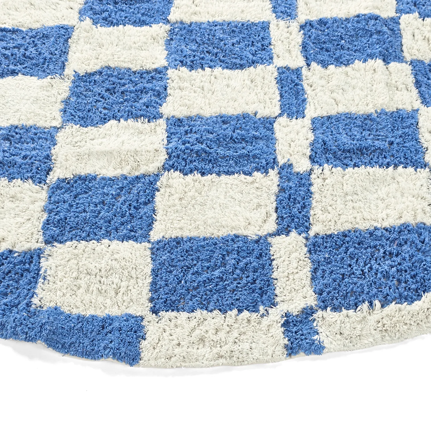 Rond vloerkleed - Maranello Natural Cotton Shaggy (blauw)