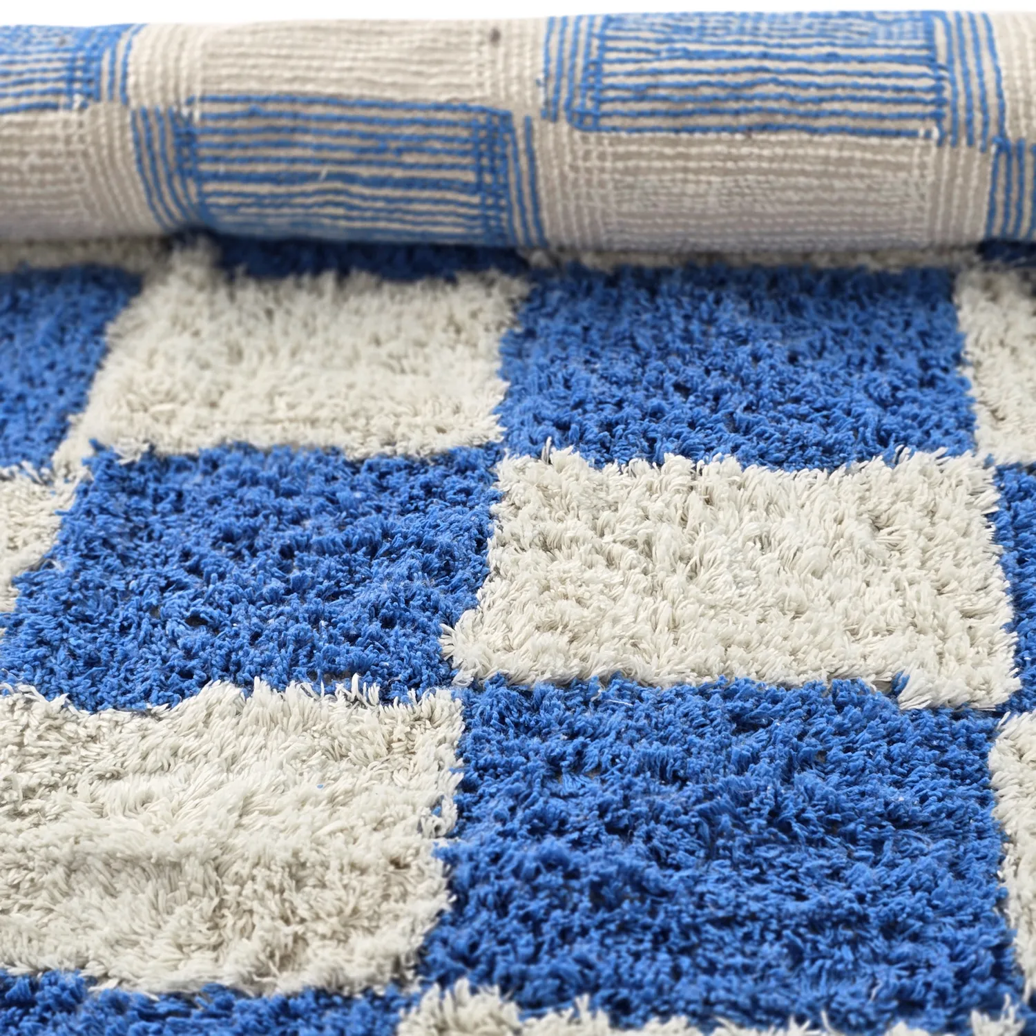 Rond vloerkleed - Maranello Natural Cotton Shaggy (blauw)