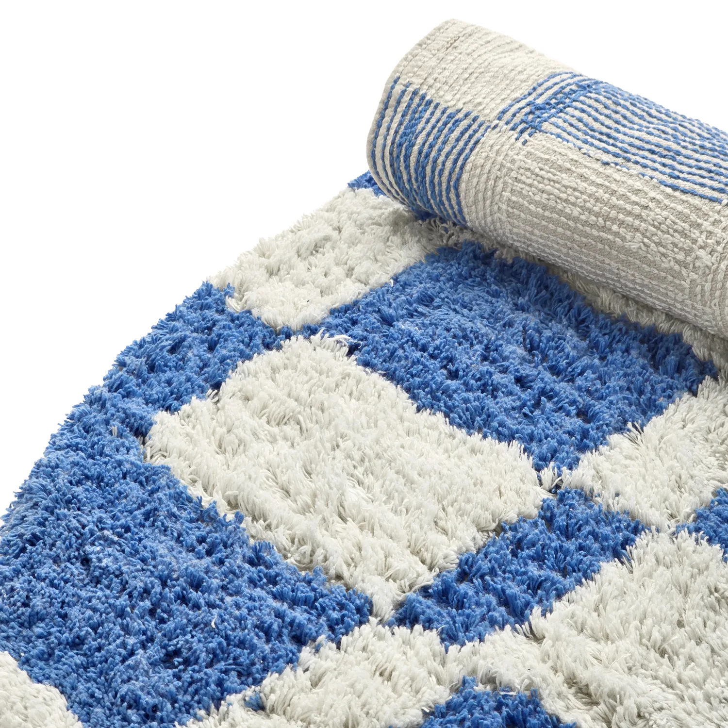 Rond vloerkleed - Maranello Natural Cotton Shaggy (blauw)