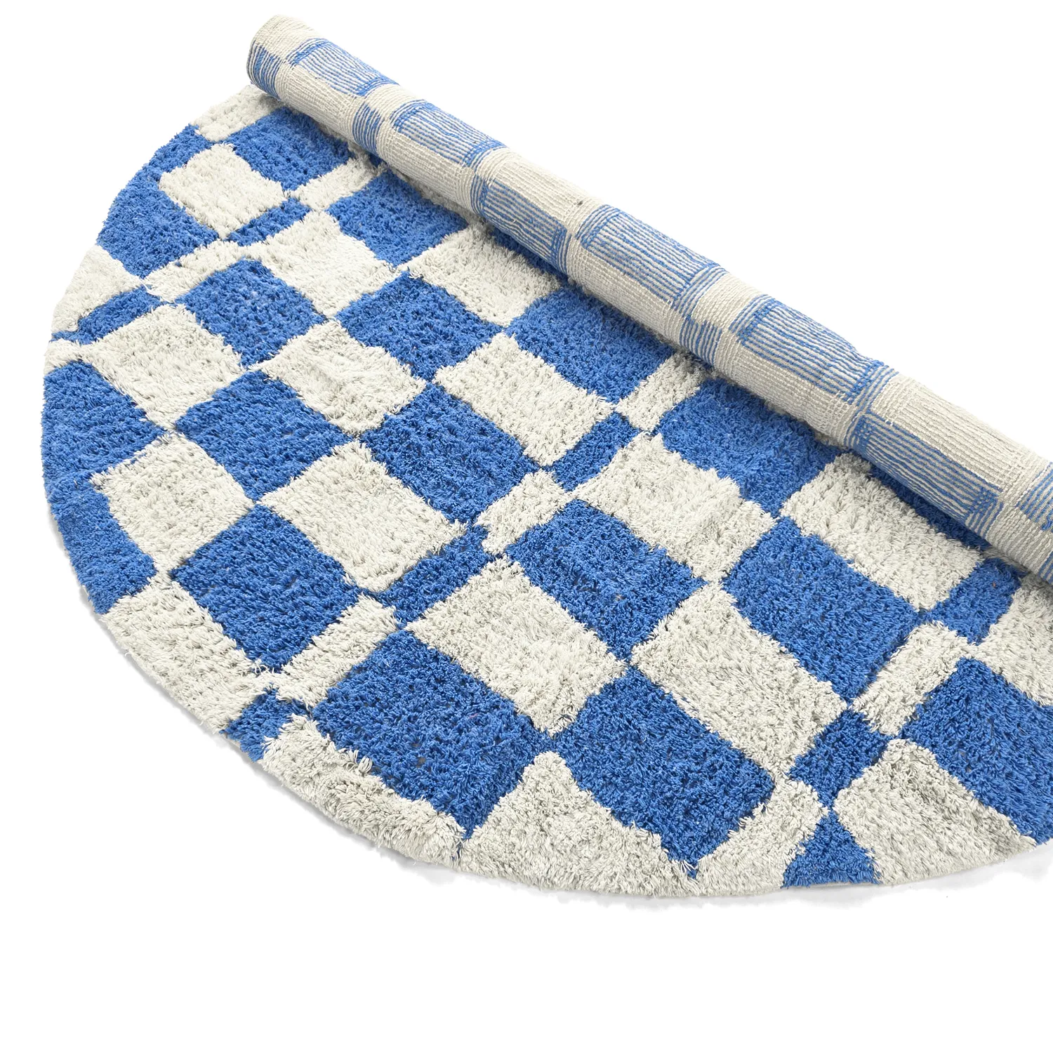 Rond vloerkleed - Maranello Natural Cotton Shaggy (blauw)