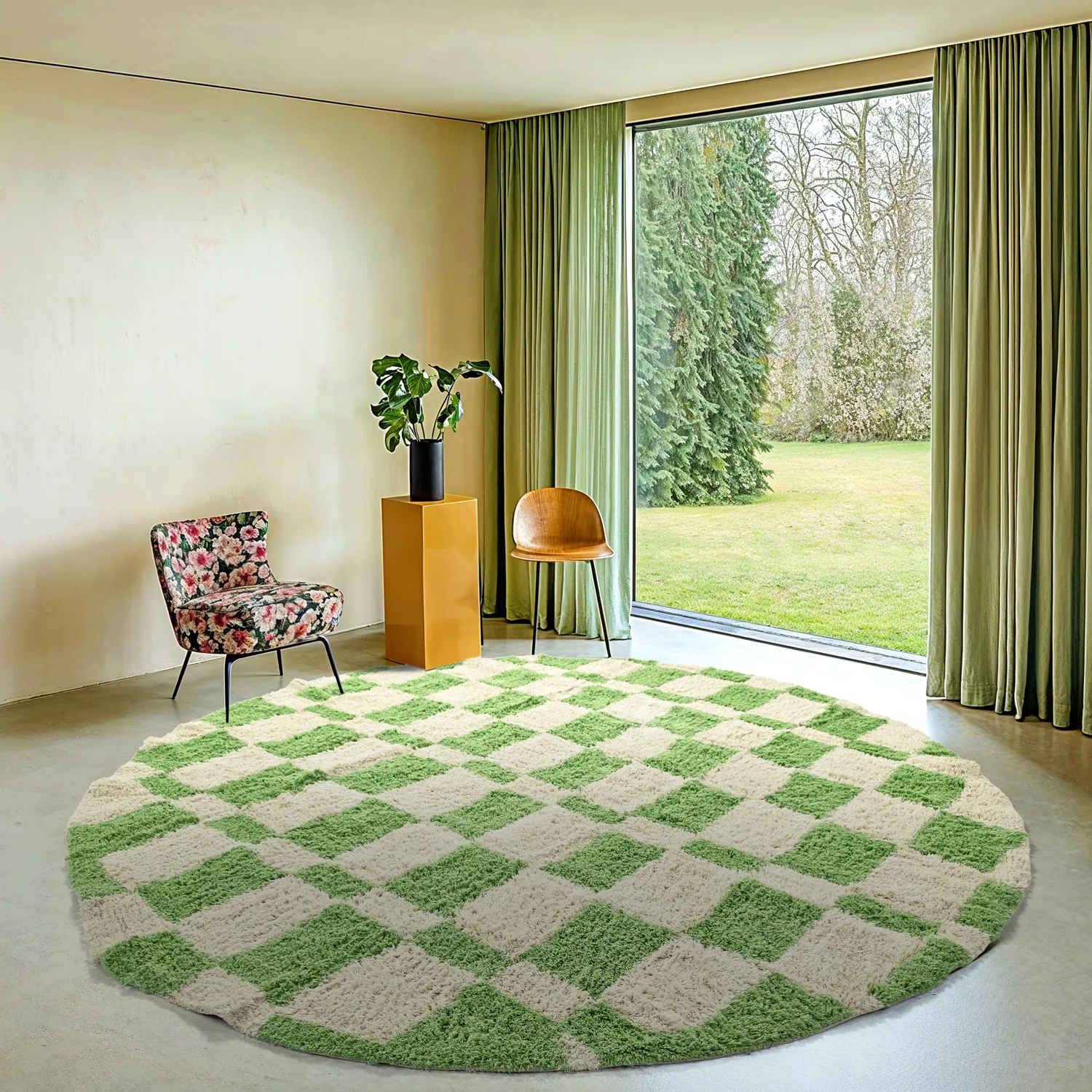 Rond vloerkleed - Maranello Natural Cotton Shaggy (groente)