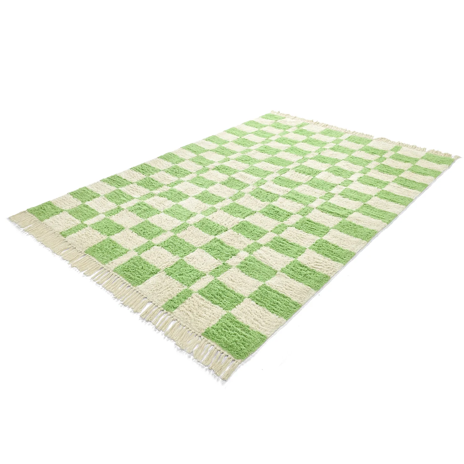 Hoogpolig vloerkleed - Maranello Natural Cotton Shaggy (groente)