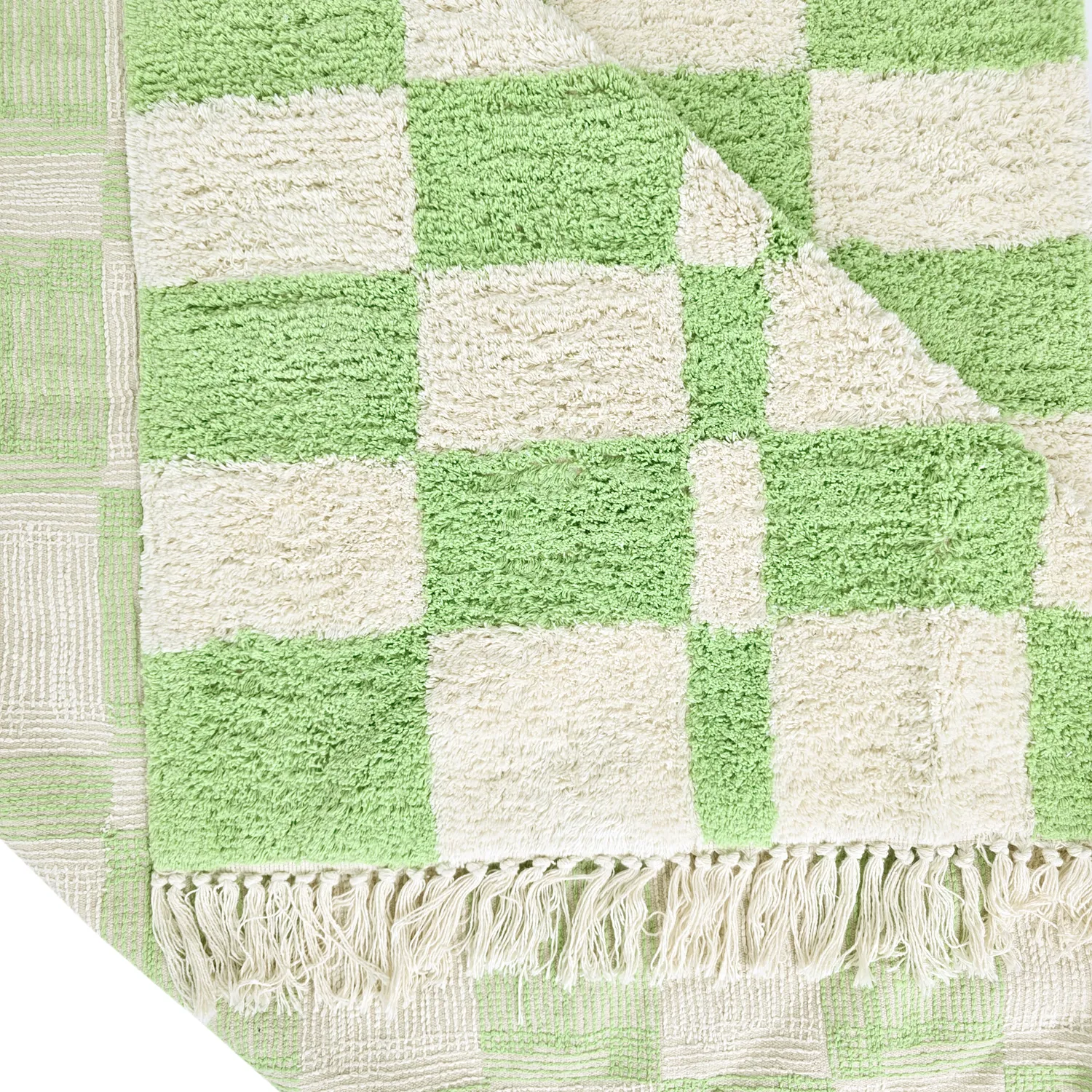 Hoogpolig vloerkleed - Maranello Natural Cotton Shaggy (groente)