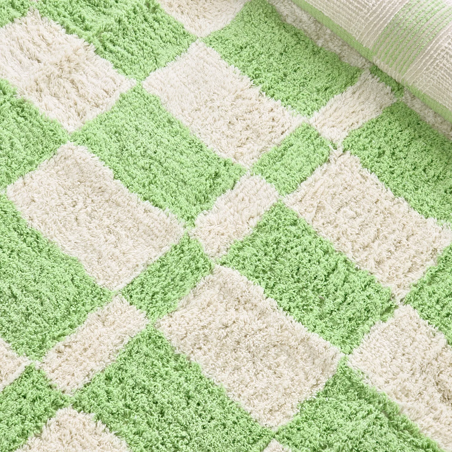 Hoogpolig vloerkleed - Maranello Natural Cotton Shaggy (groente)