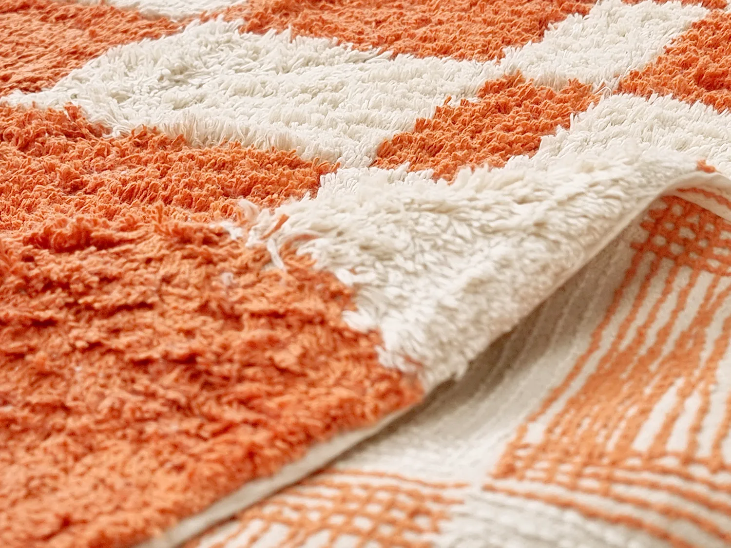 Hoogpolig vloerkleed - Maranello Natural Cotton Shaggy (oranje)