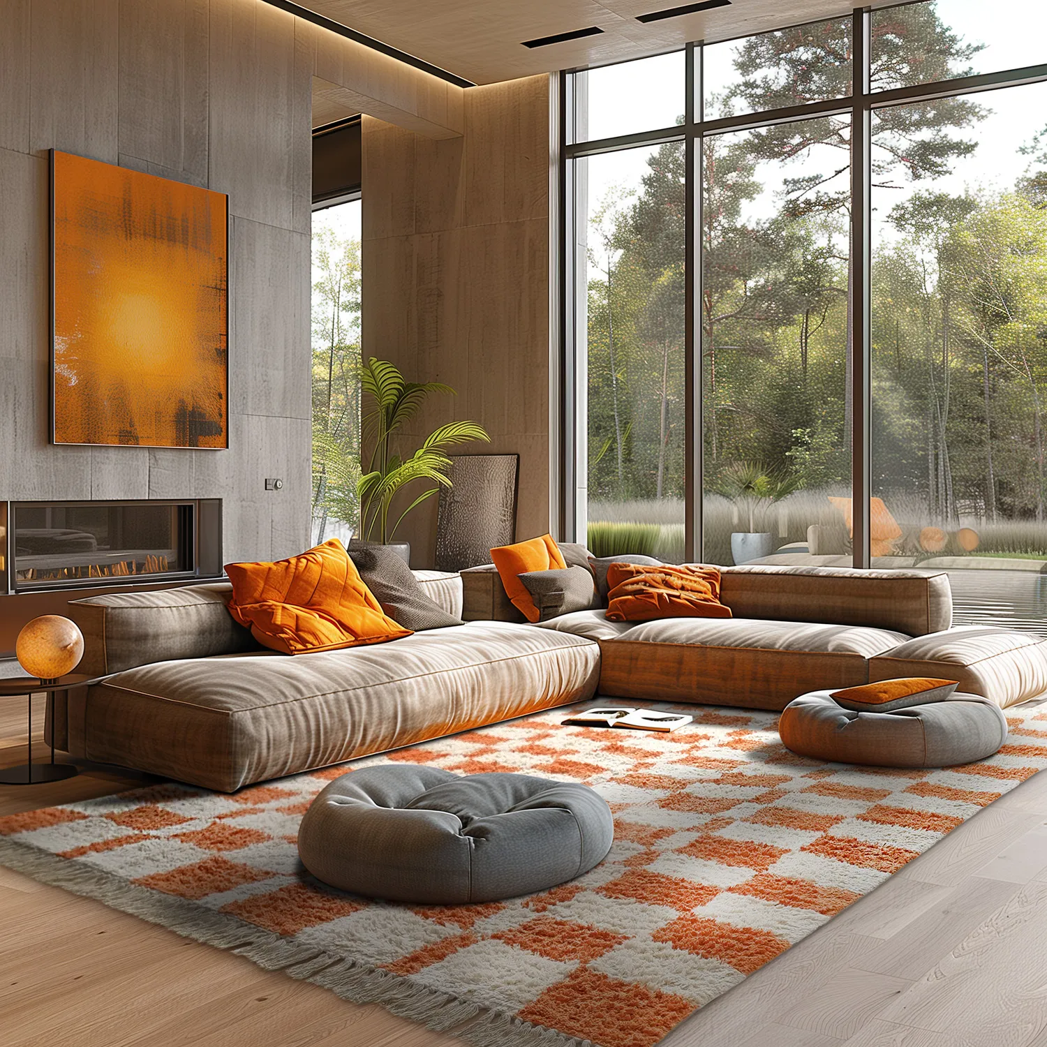 Hoogpolig vloerkleed - Maranello Natural Cotton Shaggy (oranje)