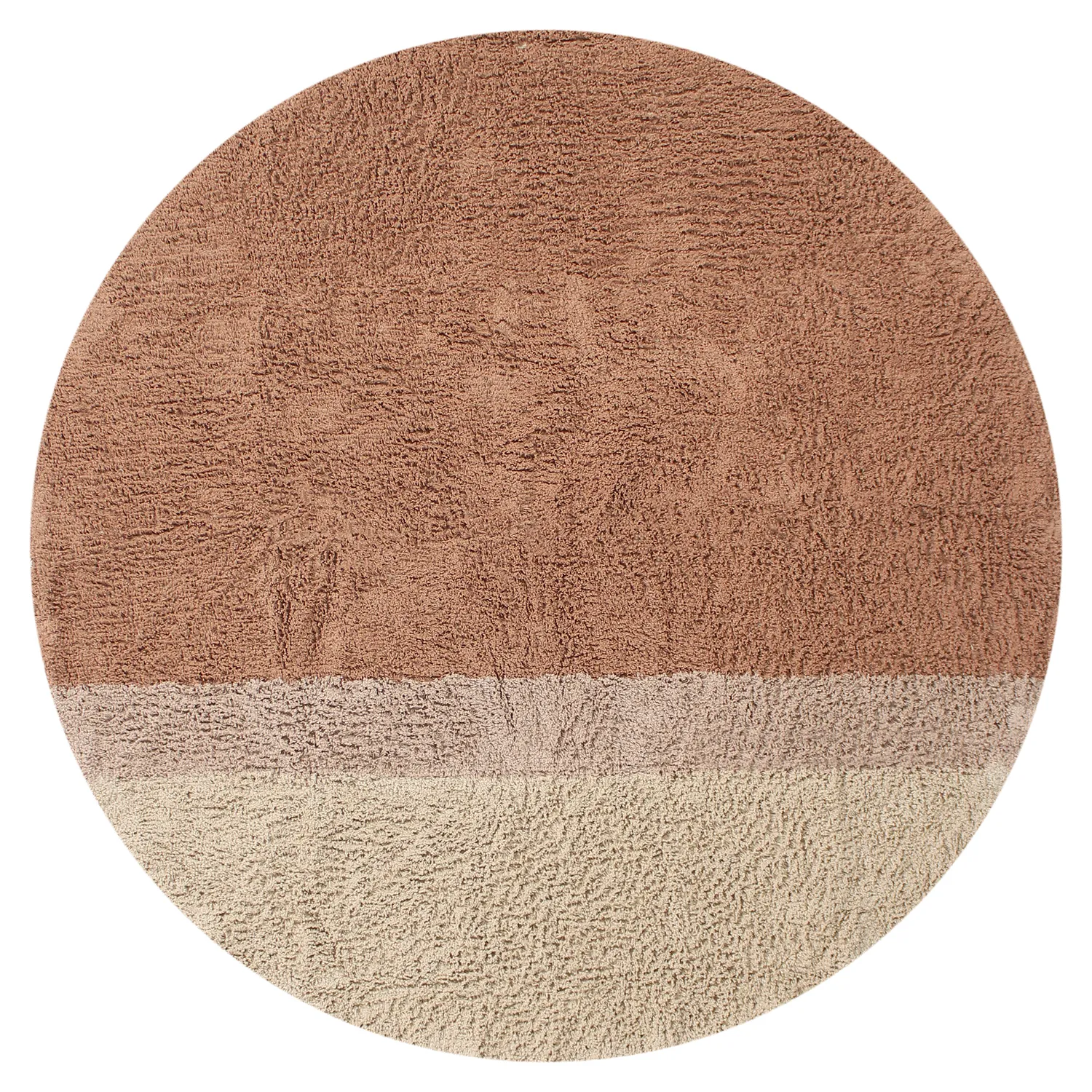 Ronde vloerkleden - Mareto Natural Cotton Shaggy (bruin)