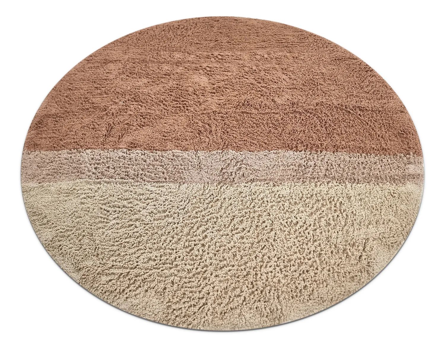 Ronde vloerkleden - Mareto Natural Cotton Shaggy (bruin)
