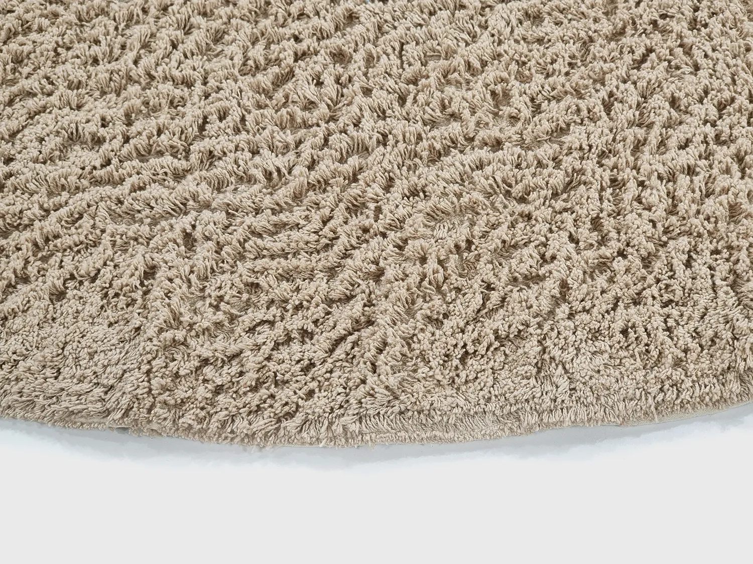 Ronde vloerkleden - Mareto Natural Cotton Shaggy (bruin)