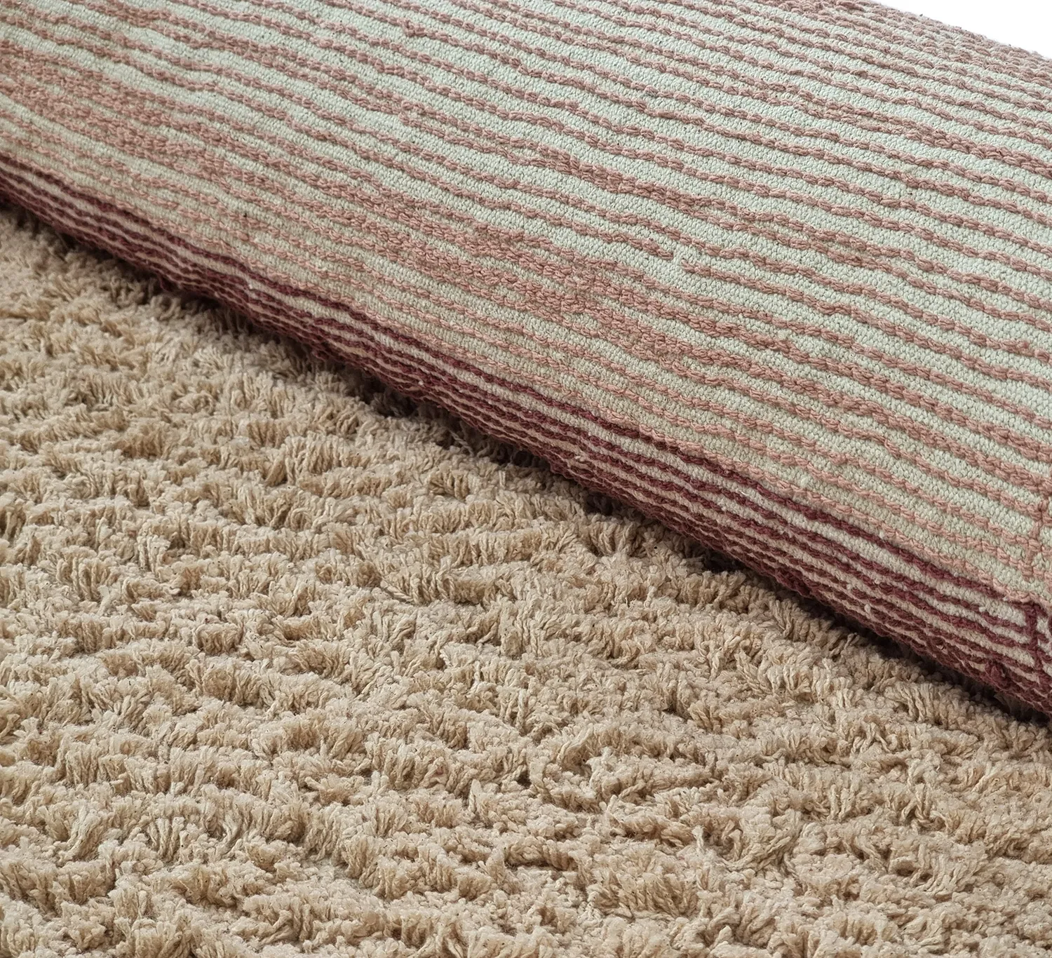 Ronde vloerkleden - Mareto Natural Cotton Shaggy (bruin)