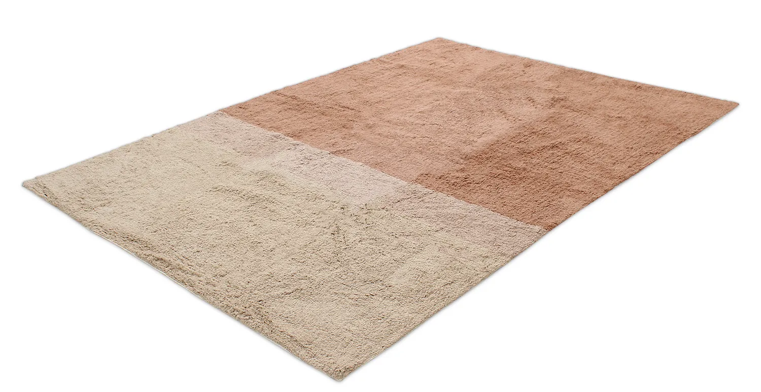 Hoogpolig vloerkleed - Mareto Natural Cotton Shaggy (bruin)