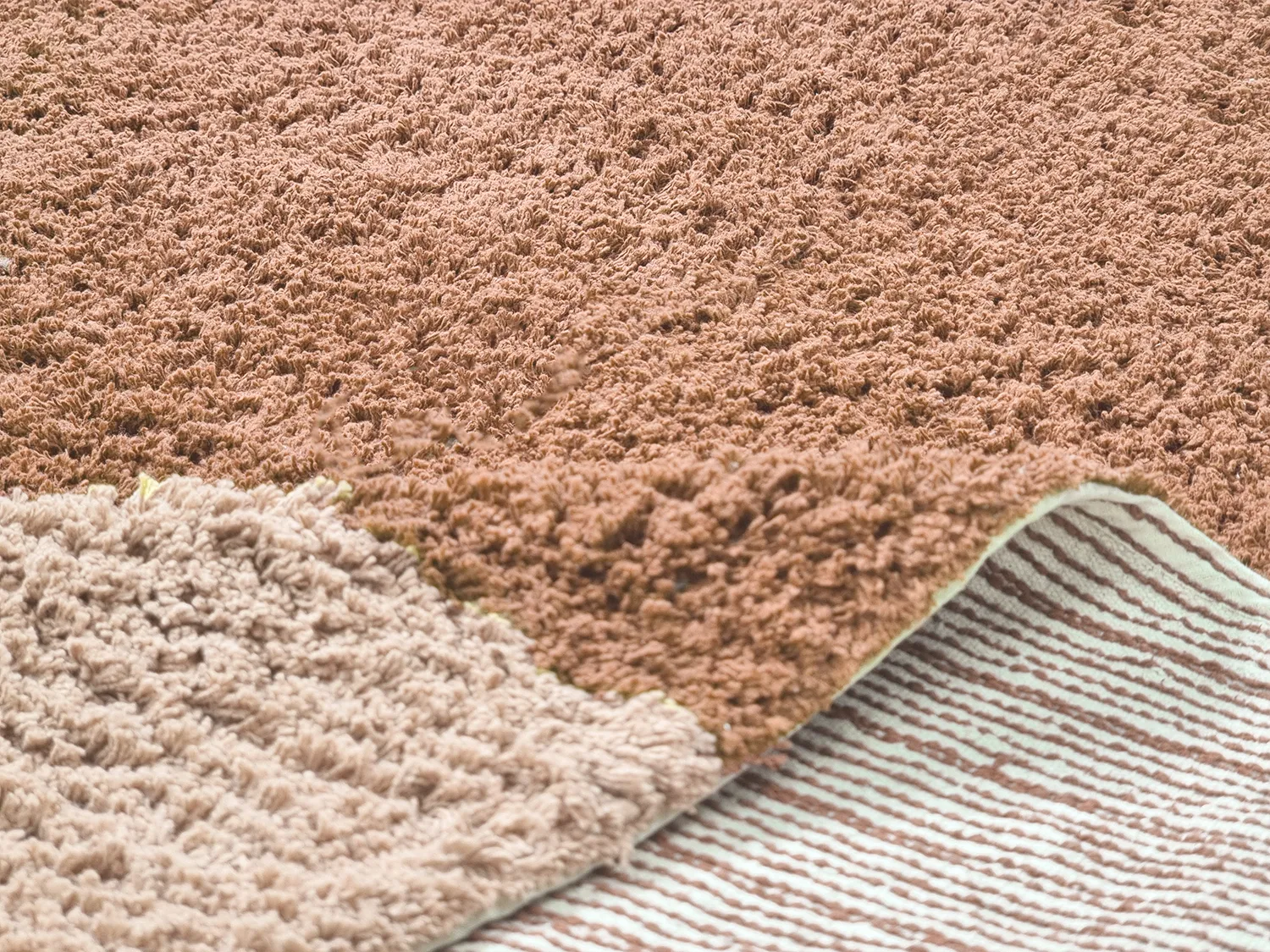 Hoogpolig vloerkleed - Mareto Natural Cotton Shaggy (bruin)