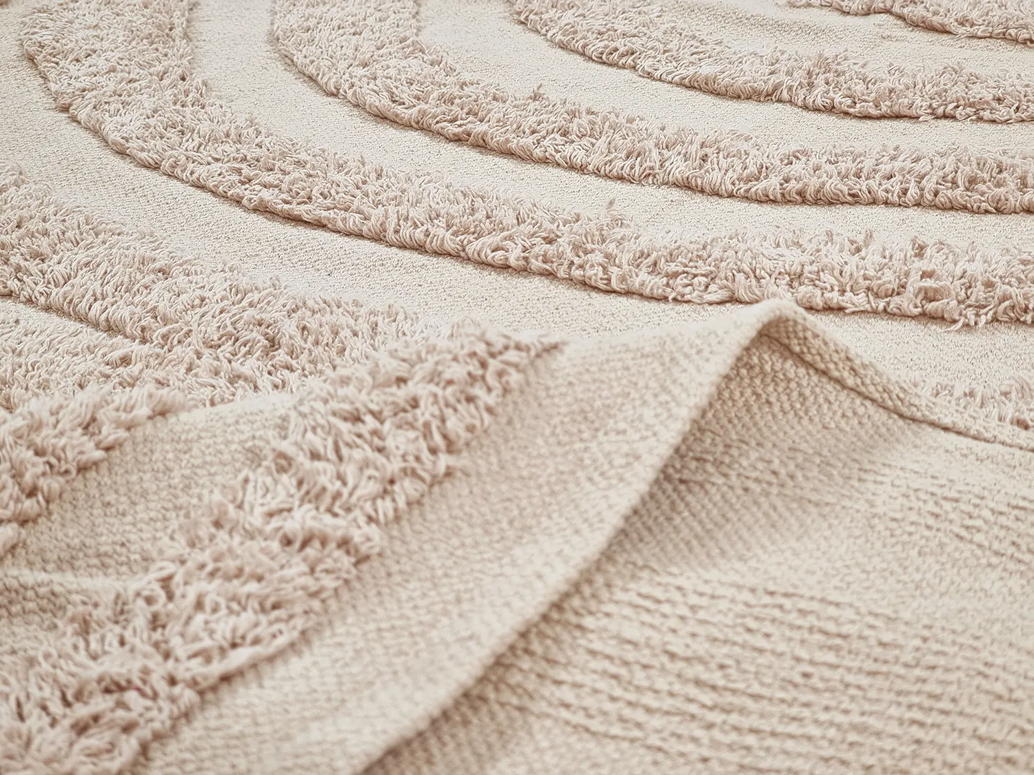 Hoogpolig vloerkleed - Margo Natural Cotton Shaggy (beige)