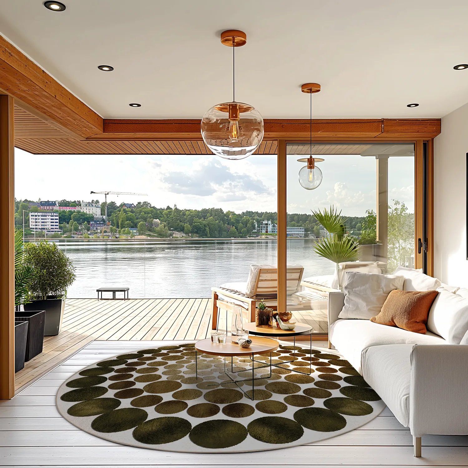 Rond vloerkleed - Marineo (bruin/groen)