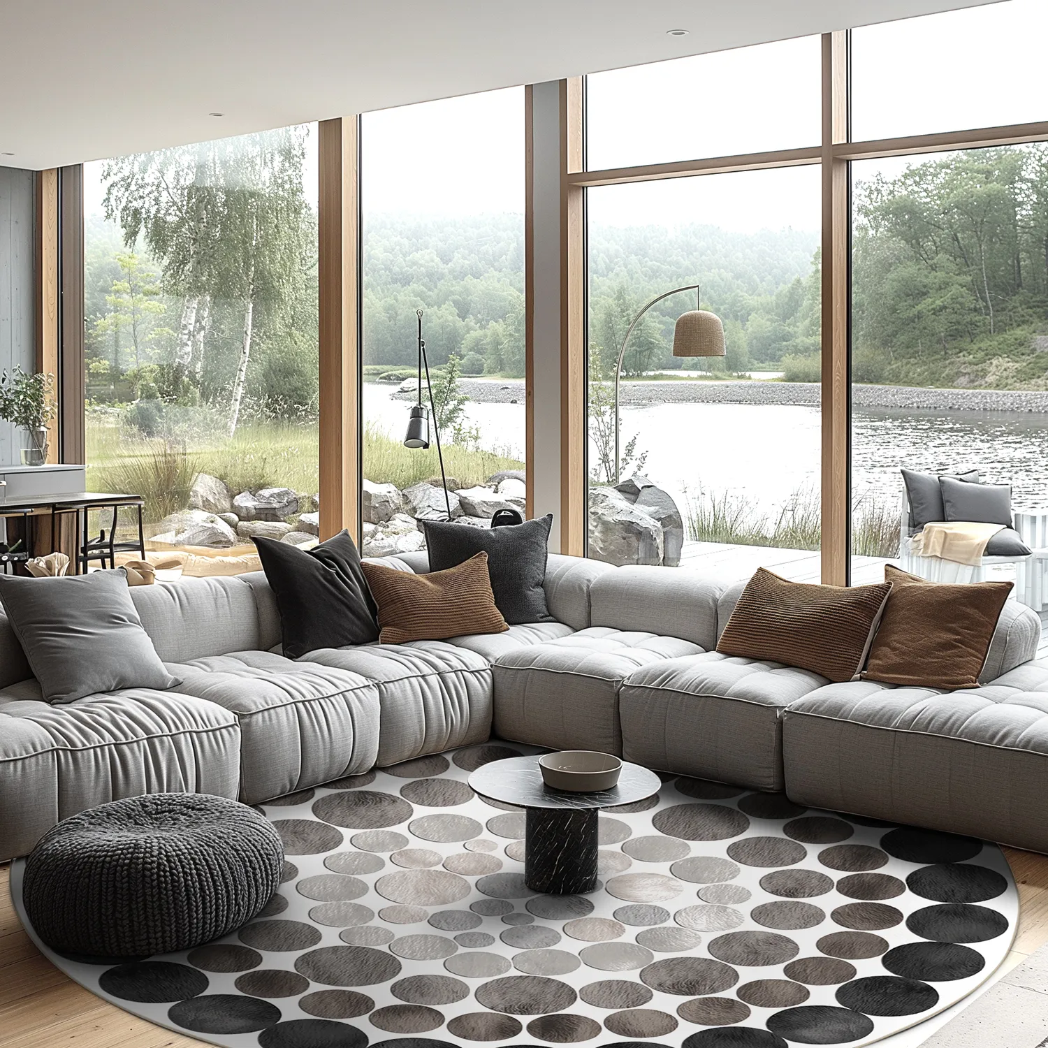 Rond vloerkleed - Marineo (grijs)