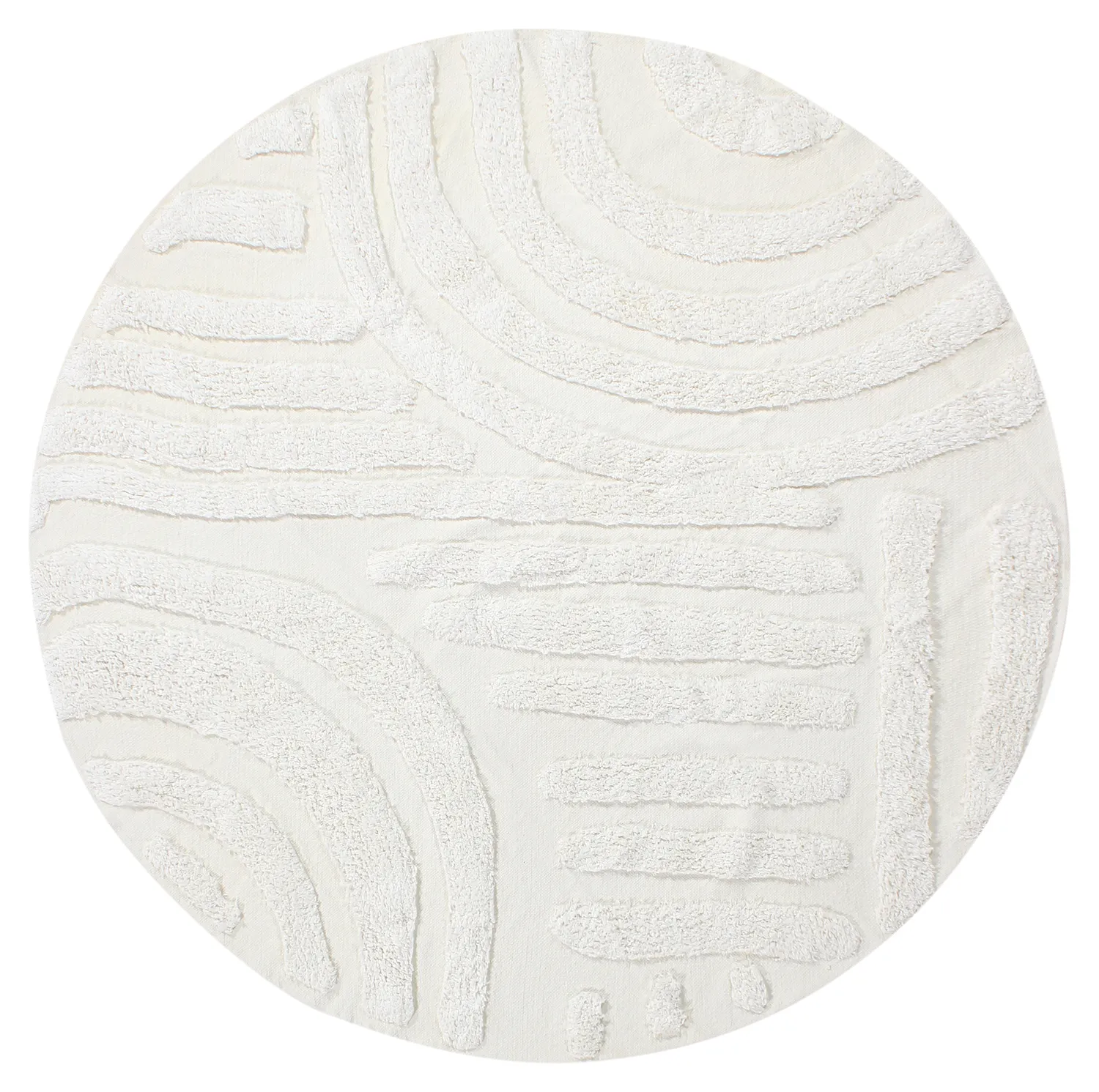 Ronde vloerkleden - Margo Natural Cotton Shaggy (offwhite)