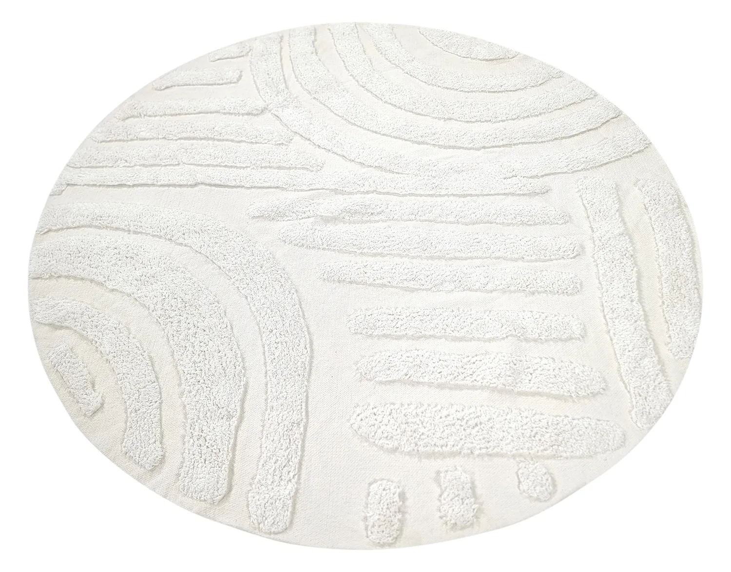Ronde vloerkleden - Mavis Natural Cotton Shaggy (offwhite)