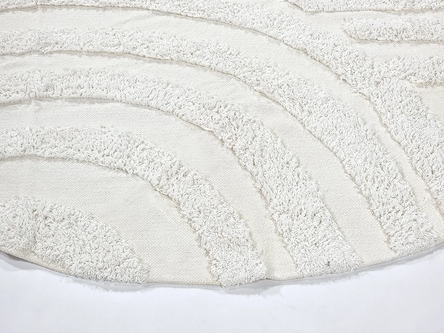 Ronde vloerkleden - Mavis Natural Cotton Shaggy (offwhite)
