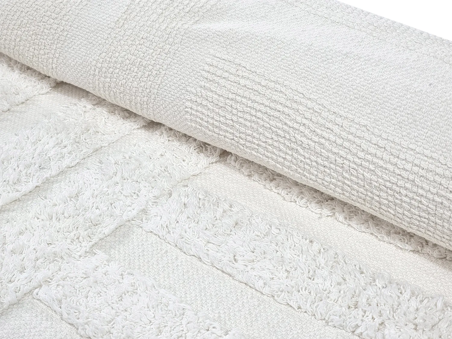 Ronde vloerkleden - Mavis Natural Cotton Shaggy (offwhite)