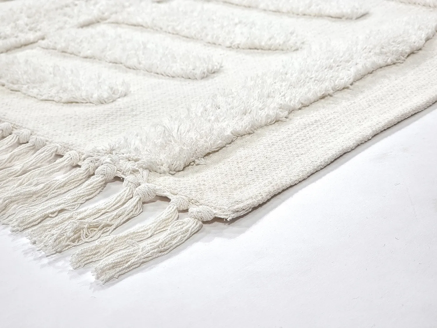 Hoogpolig vloerkleed - Mavis Natural Cotton Shaggy (offwhite)