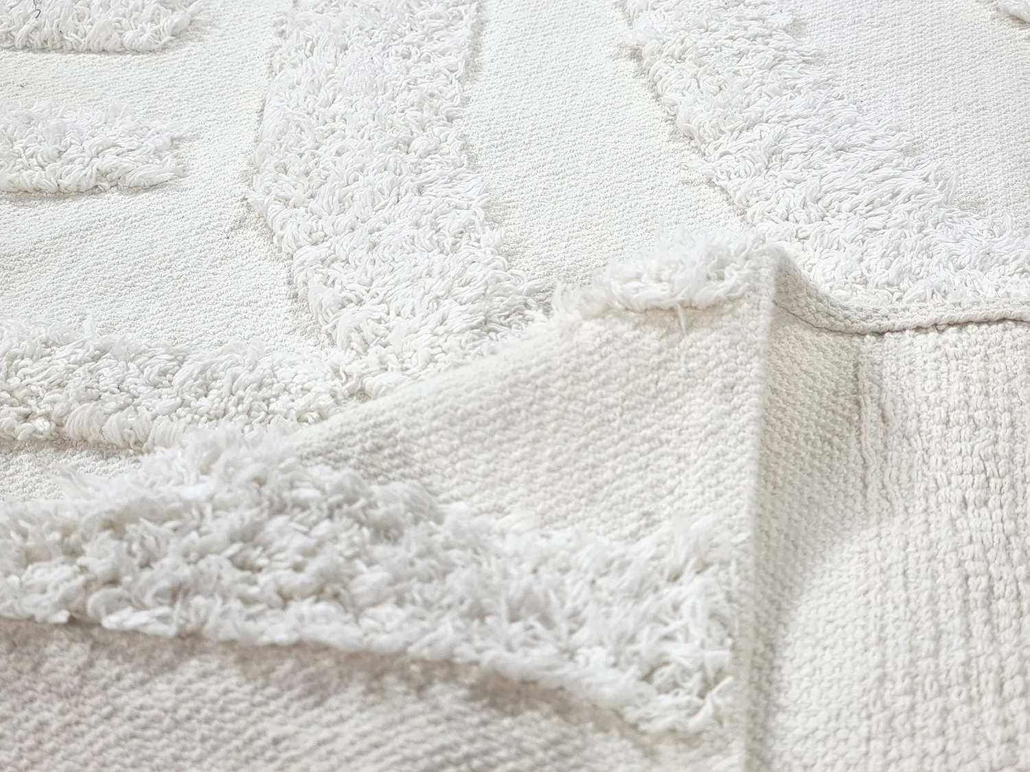 Hoogpolig vloerkleed - Mavis Natural Cotton Shaggy (offwhite)