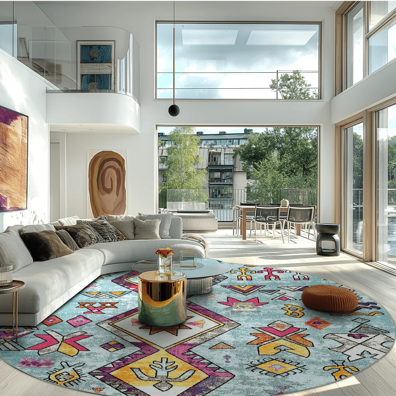 Rond vloerkleed - Misare (blauw/multi)