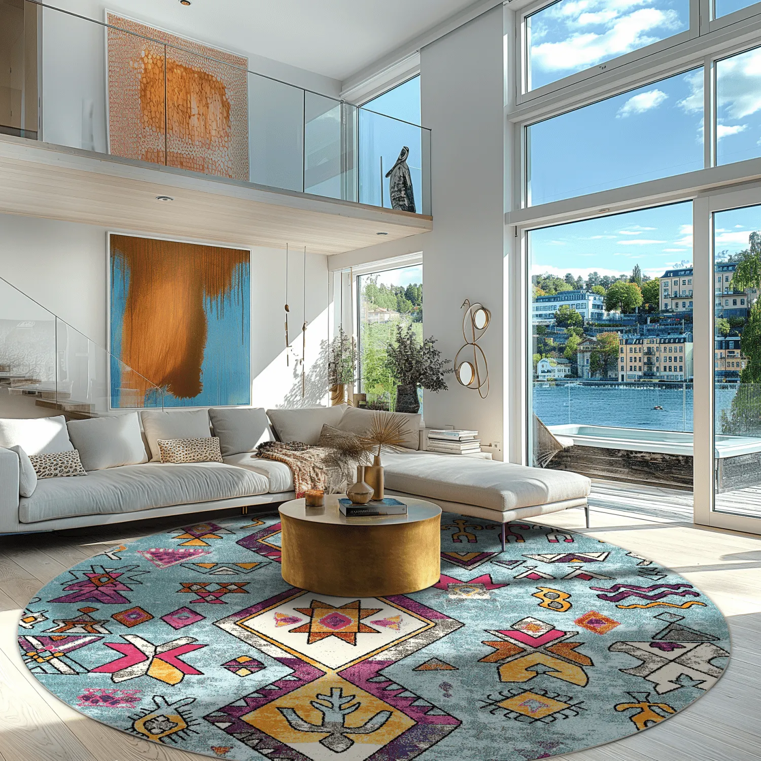 Rond vloerkleed - Misare (blauw/multi)