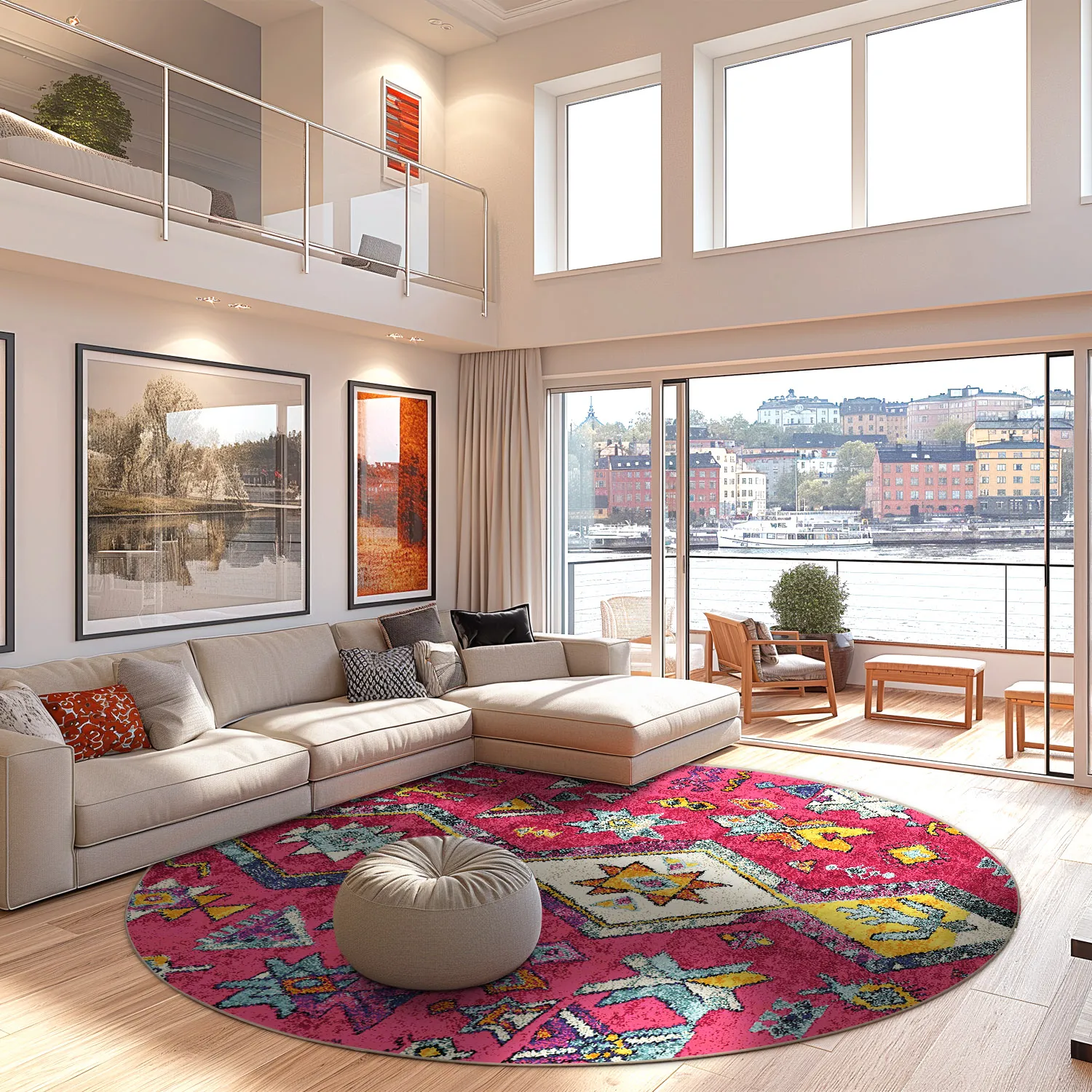 Rond vloerkleed - Misare (roze/multi)