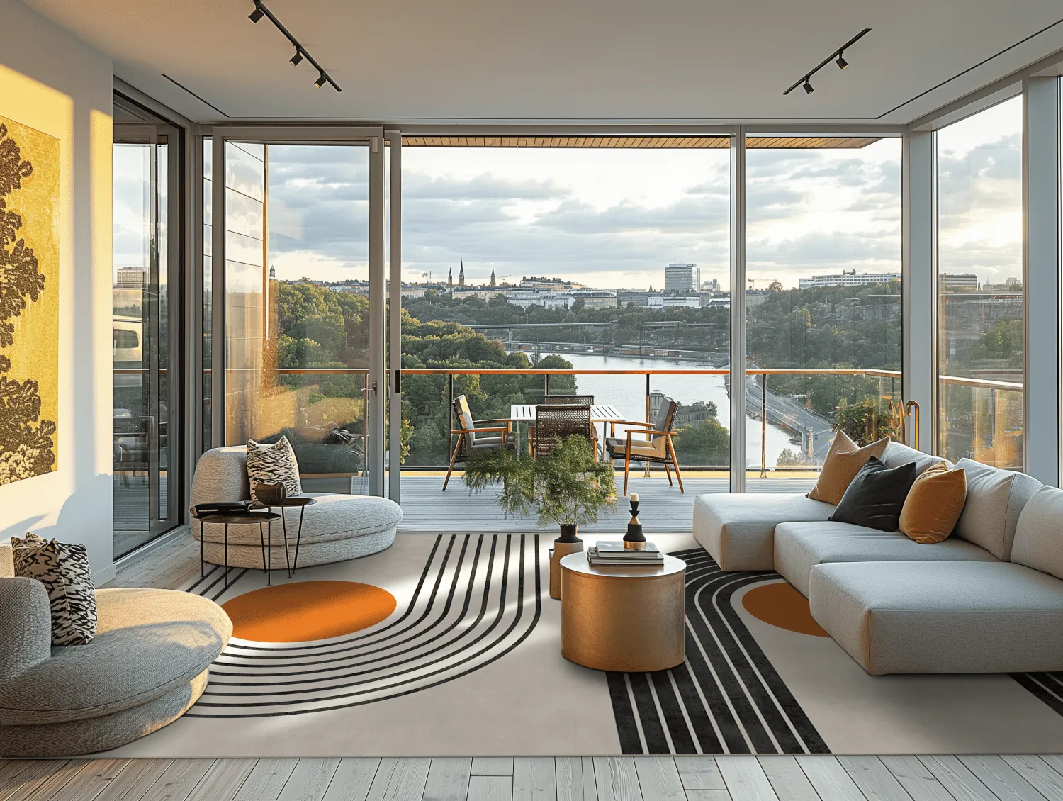 Wilton - Moudania (beige/zwart/oranje)