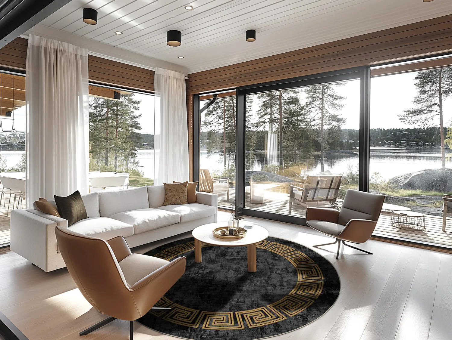 Rond vloerkleed - Myra (zwart/goud)