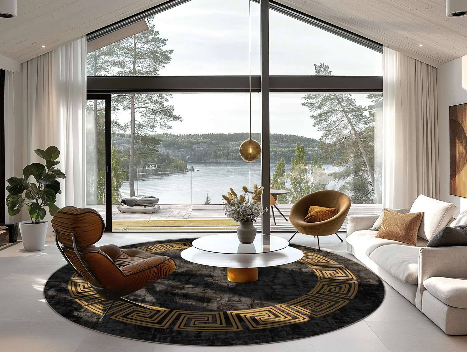 Rond vloerkleed - Myra (zwart/goud)