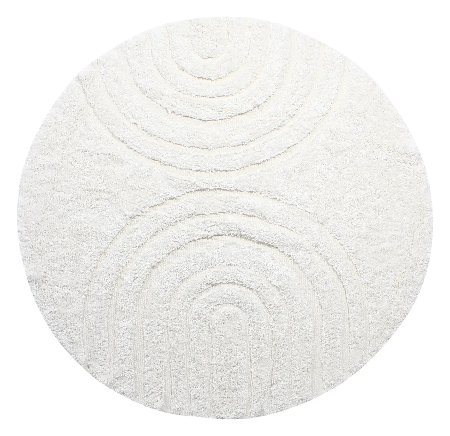 Ronde vloerkleden - Navarra Natural Cotton Shaggy (wit)