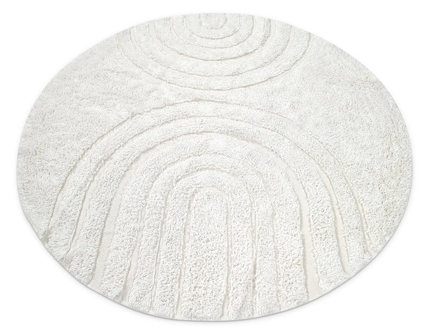 Ronde vloerkleden - Navarra Natural Cotton Shaggy (wit)