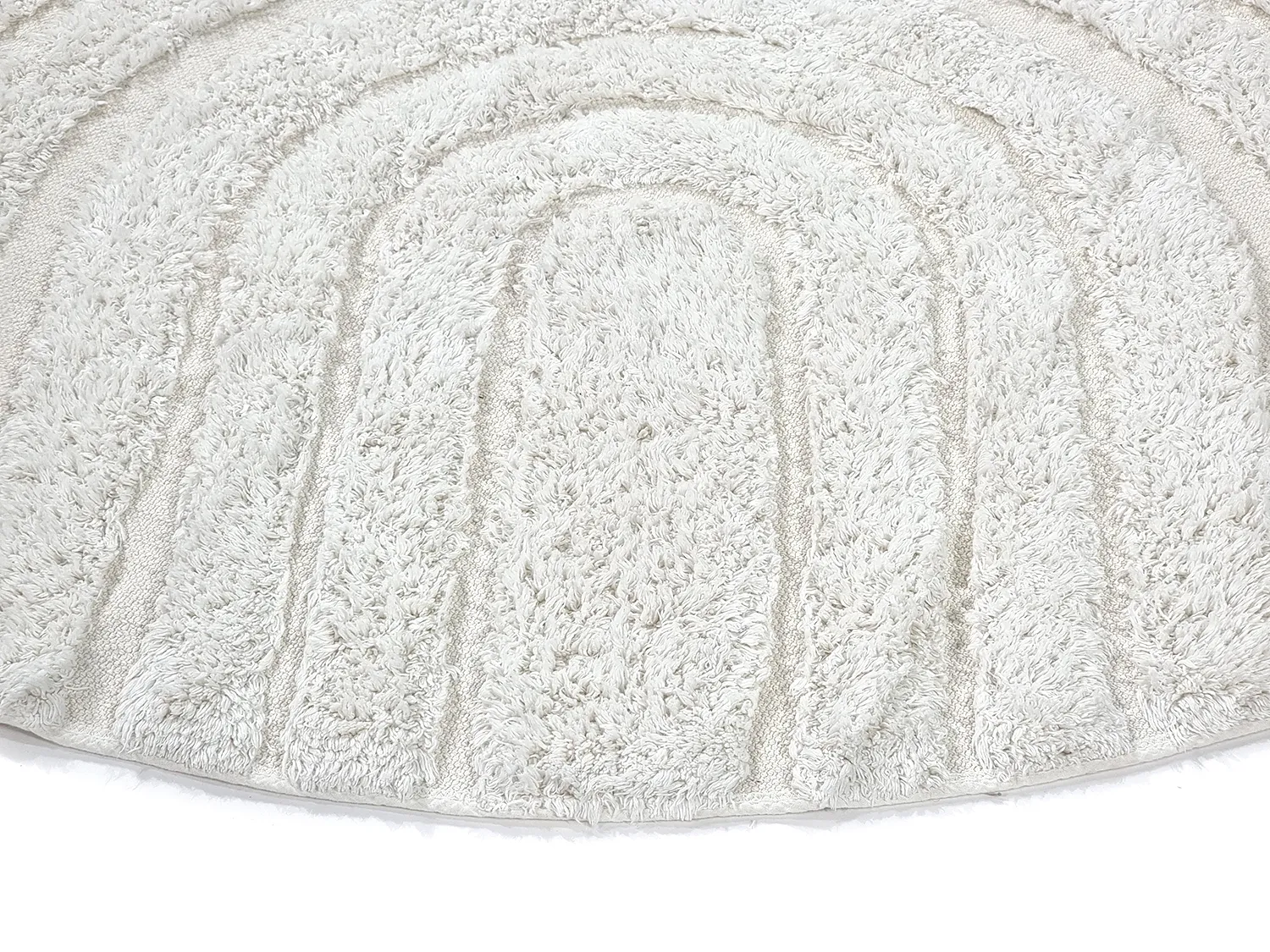 Ronde vloerkleden - Navarra Natural Cotton Shaggy (wit)