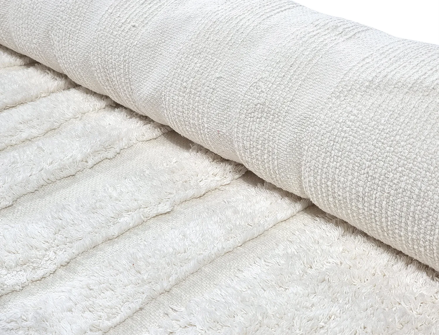 Ronde vloerkleden - Navarra Natural Cotton Shaggy (wit)
