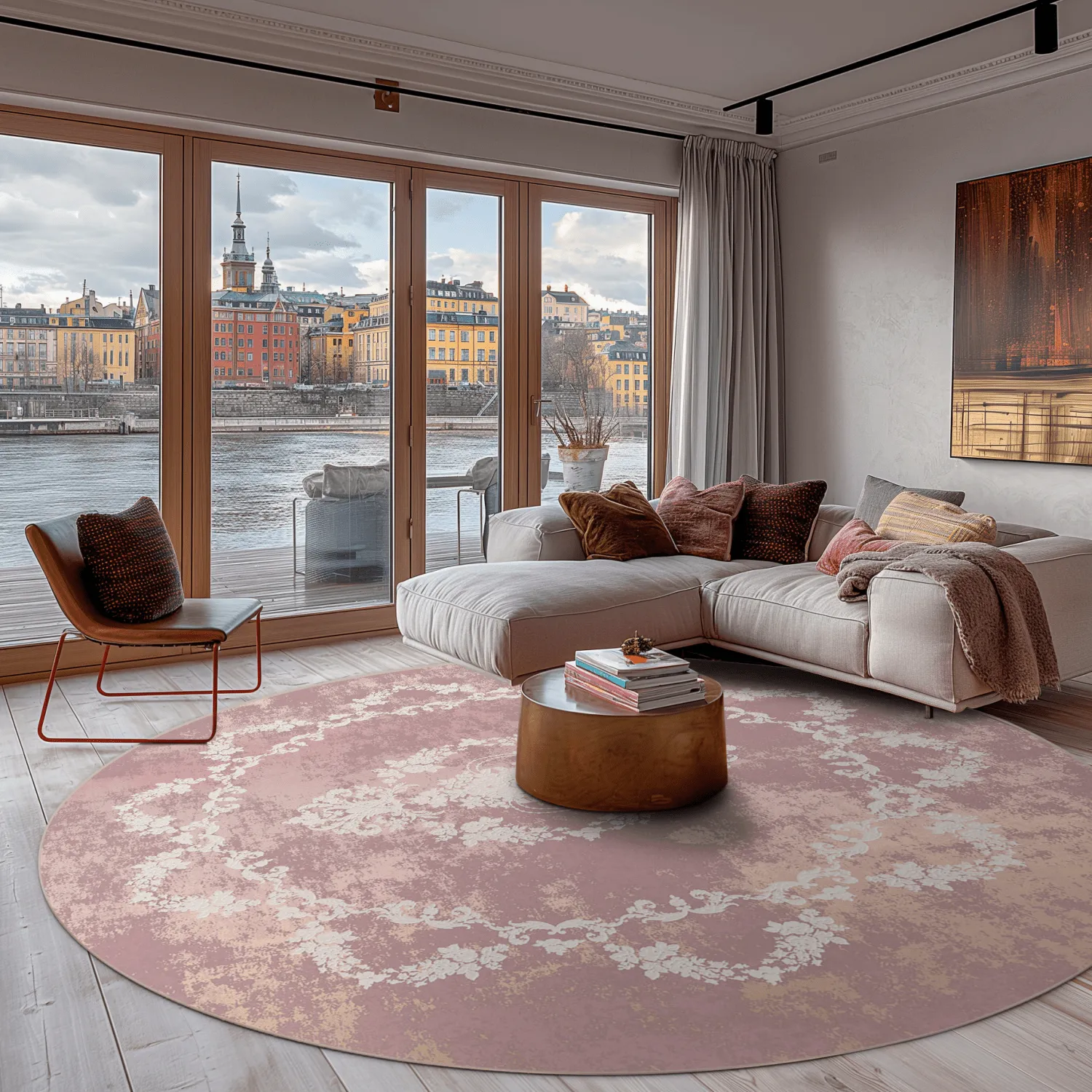 Rond vloerkleed - Nefta (roze)