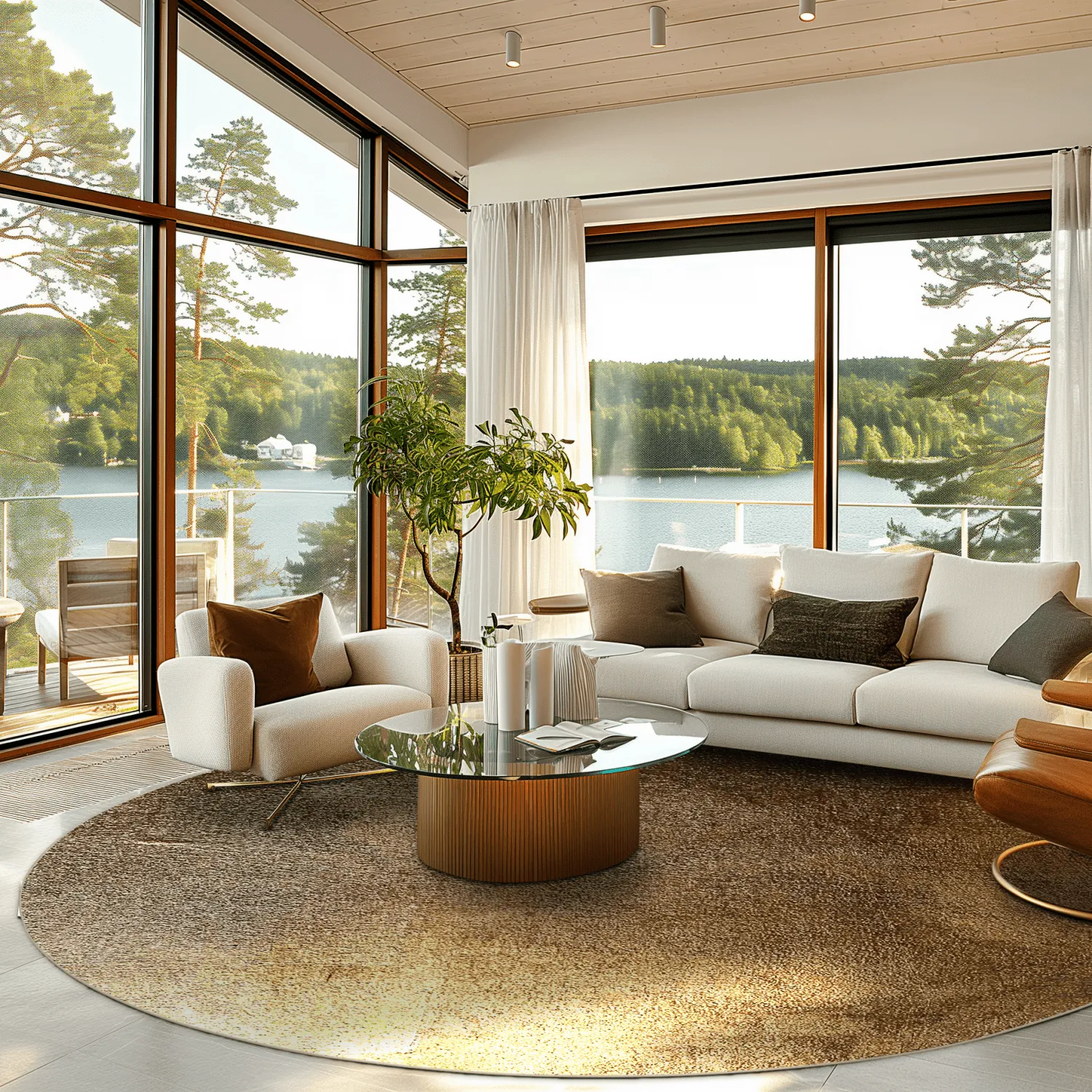 Rond vloerkleed - Oristano (bruin/goud)